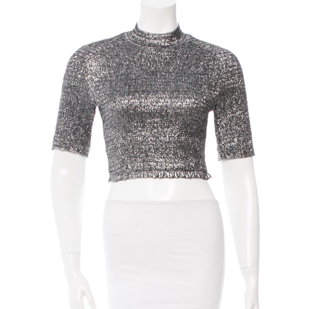 Carven Silk Metallic Top Size us4/fr36